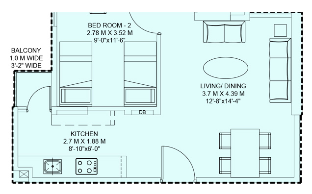 2 BHK Unit Plan