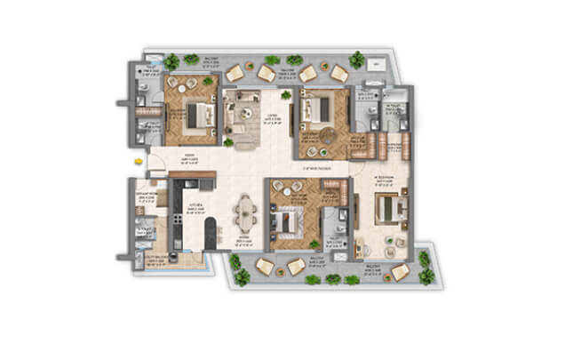 Type 03 - 4 BHK + S (2D)