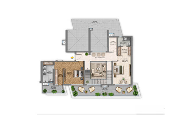 Type 05 - 3 BHK + S Duplex Upper Unit (2D)